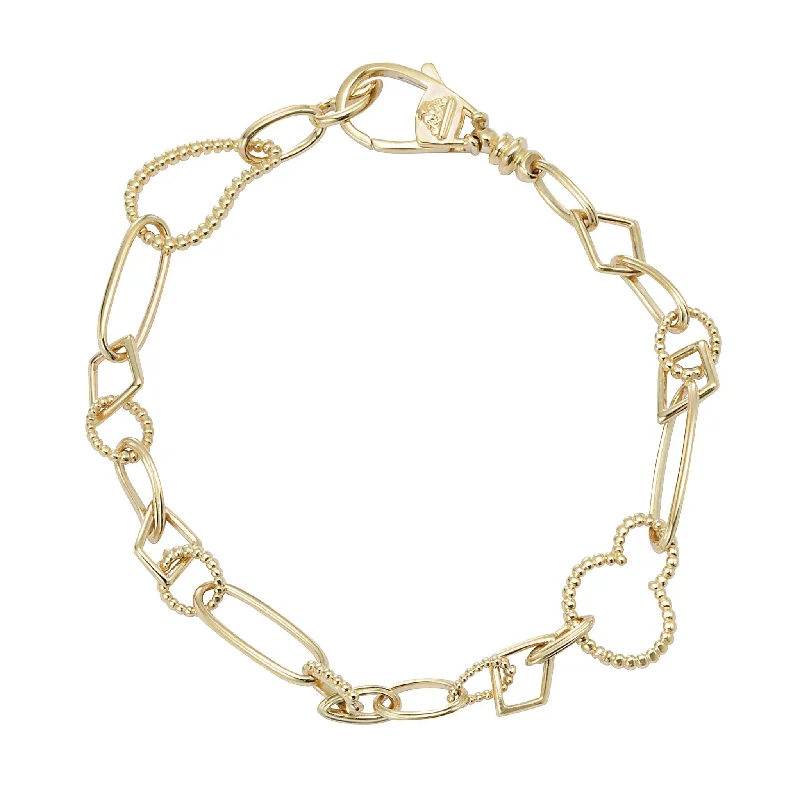 silver bracelet with minimalist charm -Caviar Gold 18K Gold Multi Link Bracelet