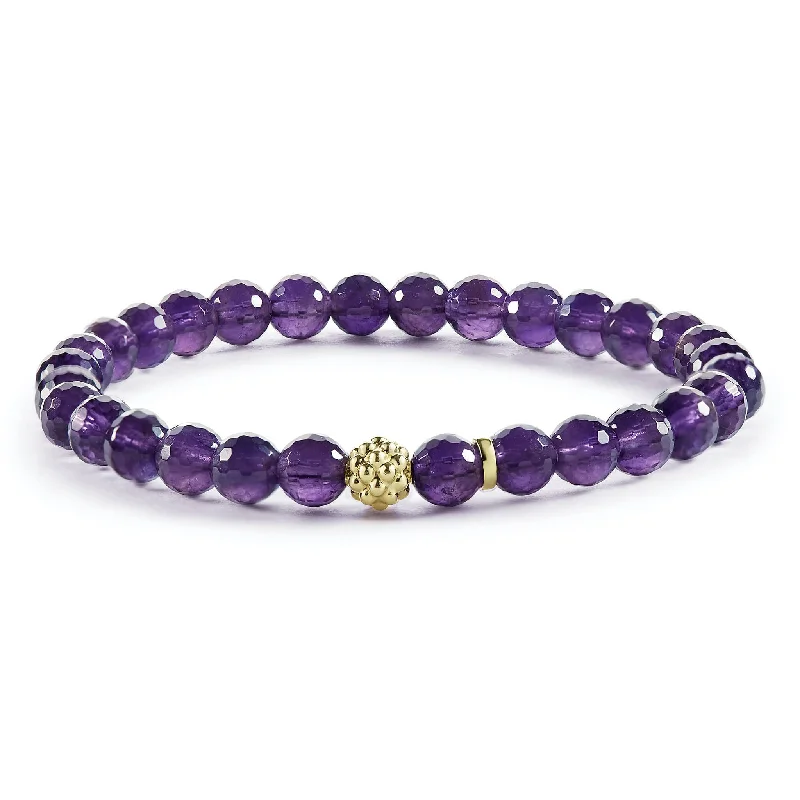 pearl bracelet for sophisticated wear -Caviar Icon Amethyst Gold Station Bead Bracelet