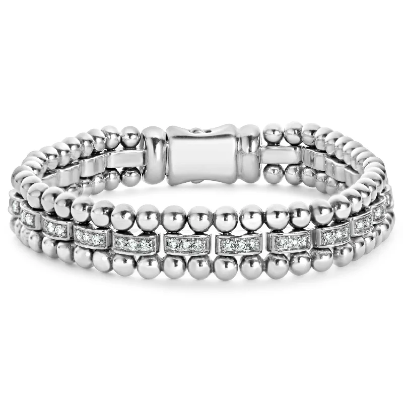 adjustable bracelet with metal accents for trendy style -Caviar Spark Diamond Link Bracelet | 9mm