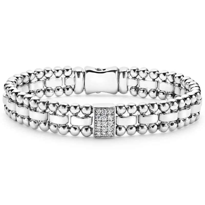 sleek silver bracelet for minimalist style -Caviar Spark Single Station Diamond Link Bracelet