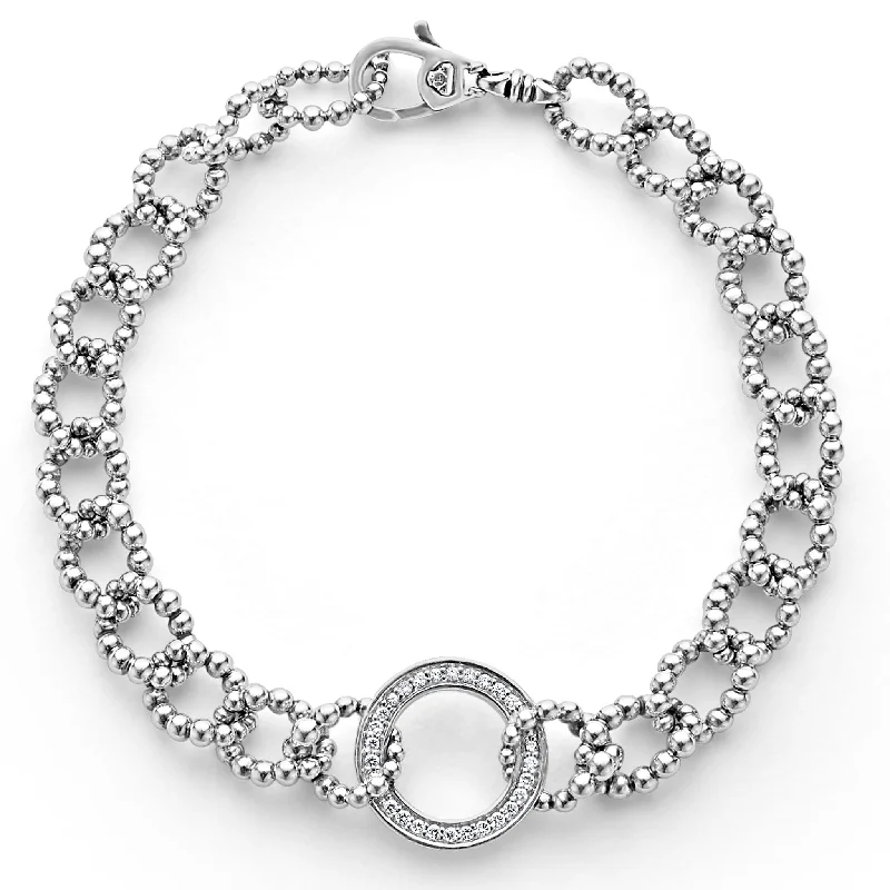 classic bracelet with simple charm -Caviar Spark Circle Diamond Link Bracelet