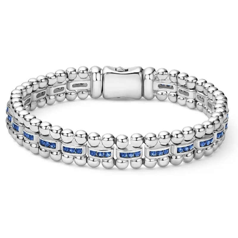 adjustable friendship bracelet for besties -Caviar Spark Blue Sapphire Link Bracelet