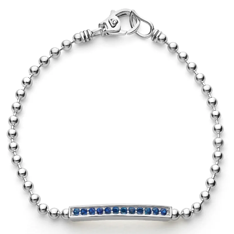 bracelet with unique clasp for secure fit -Caviar Spark Blue Sapphire Beaded Bracelet