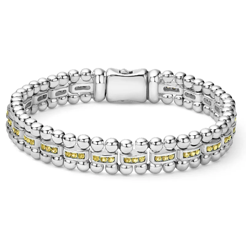 stackable bracelet set for fashionable look -Caviar Spark Yellow Sapphire Link Bracelet