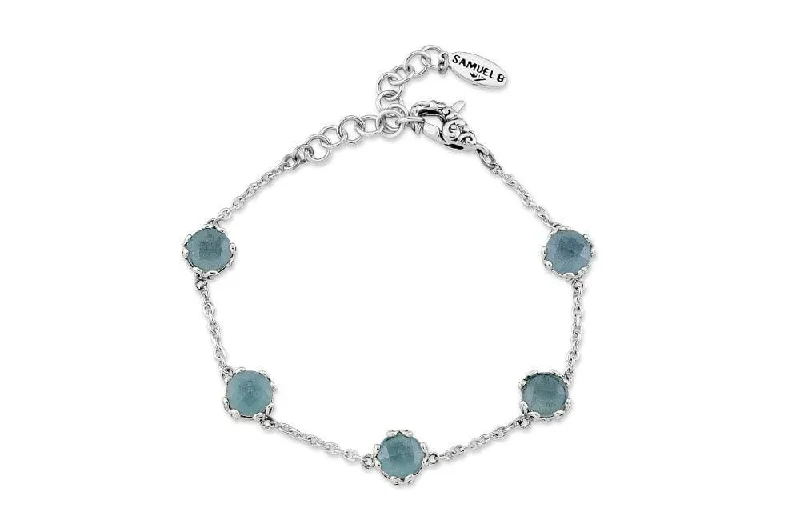 bracelet with lotus charm for peace -Glow Bracelet- Aquamarine