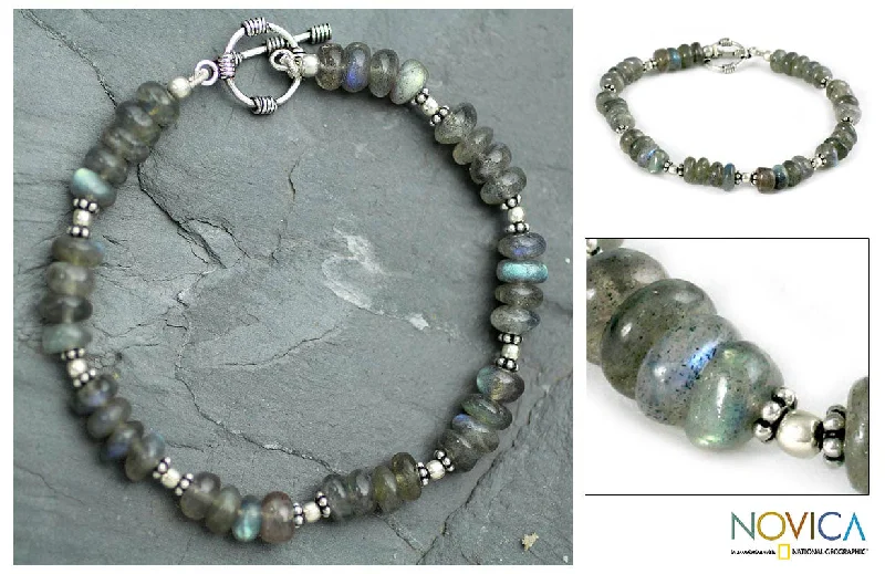 bracelet with rose quartz gemstone for love -Indian Rainbow Labradorite Bracelet