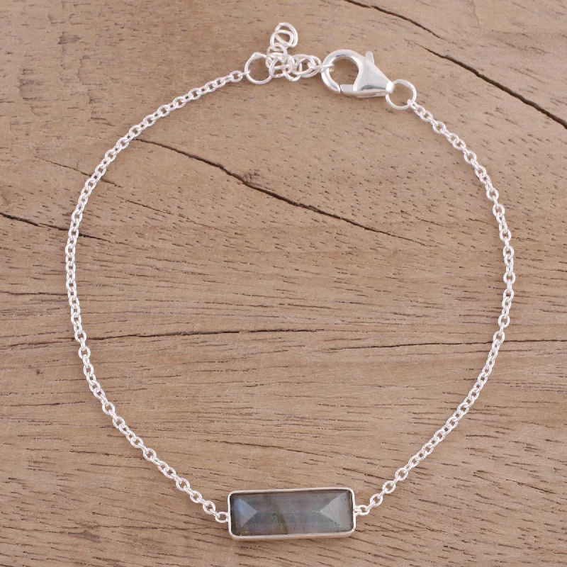 bracelet with spiral design for boho look -Labradorite & Sterling Silver Prism Bracelet