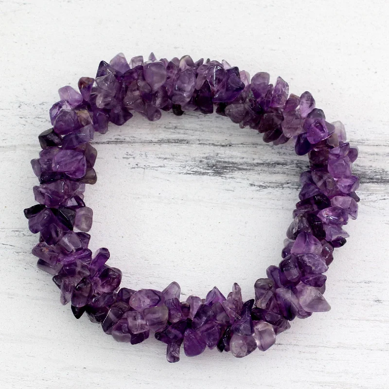 beaded bracelet for positive energy -Lilac Muse Amethyst Stretch Bracelet