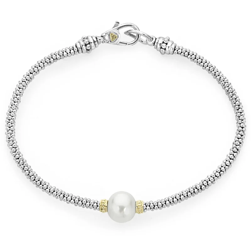 multi-strand bracelet with chic beads -Luna Single Pearl Caviar Bracelet | 3mm