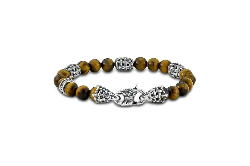 bracelet with skull charm for edgy look -Mare Bracelet- Tiger Eye