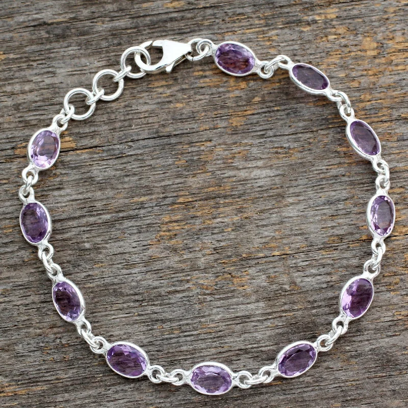 bracelet with sapphire gemstone for luxury -Oval Amethyst Tennis Bracelet