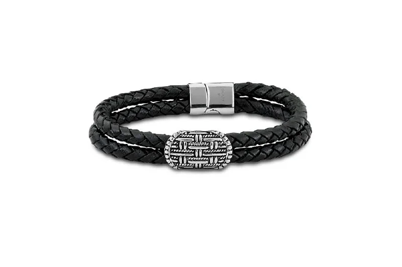 men’s bracelet with leather band for style -Paluweh Bracelet- Black Leather