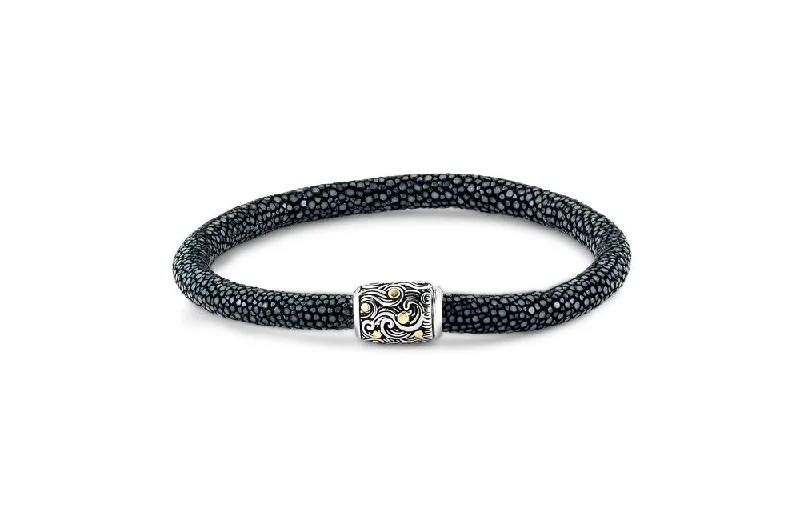 bracelet with personalized initials for custom style -Ranu Bracelet- Black Stingray