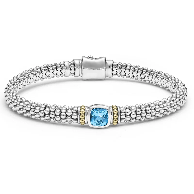 multi-strand bracelet with chic beads -Rittenhouse Swiss Blue Topaz Caviar Bracelet | 6mm