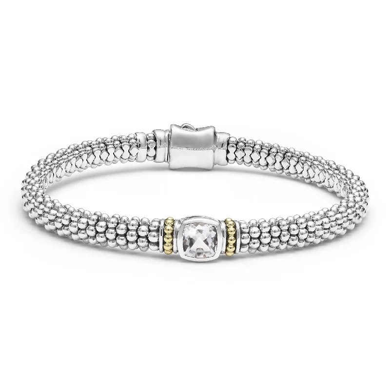 luxury gold bracelet with gemstones -Rittenhouse White Topaz Caviar Bracelet | 6mm