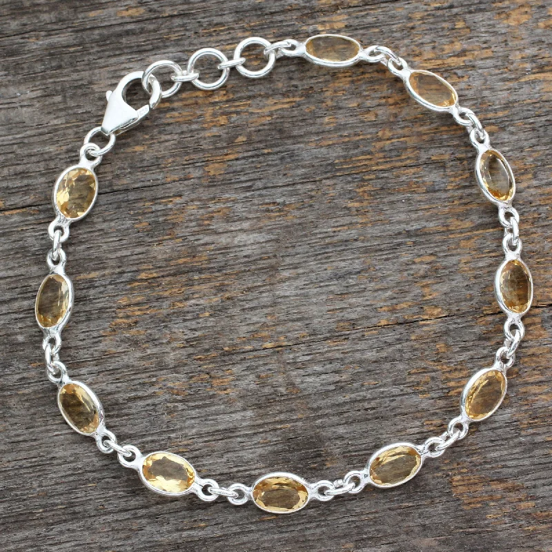 charming bracelet with gold accents -Romantic Yellow Tennis Bracelet