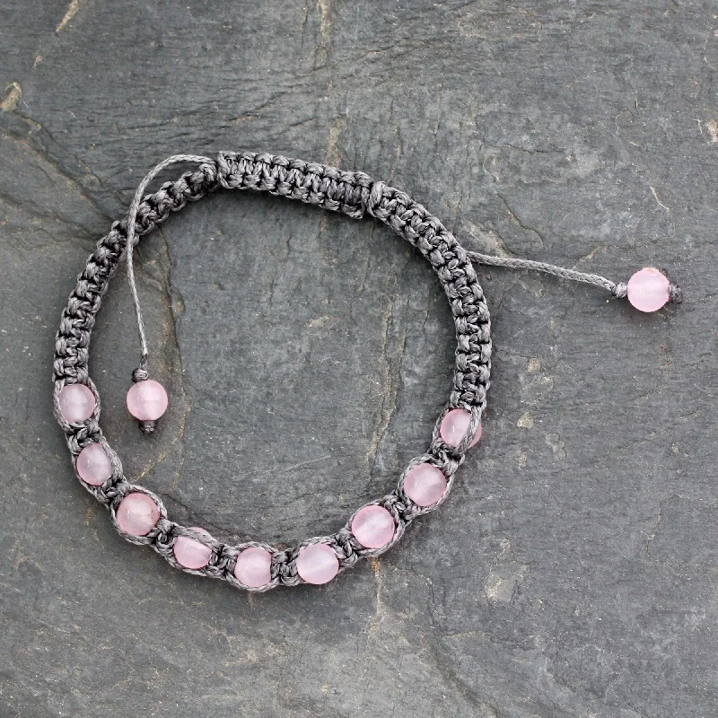 charming bracelet with gold accents -Rose Quartz Adjustable Beaded Bracelet