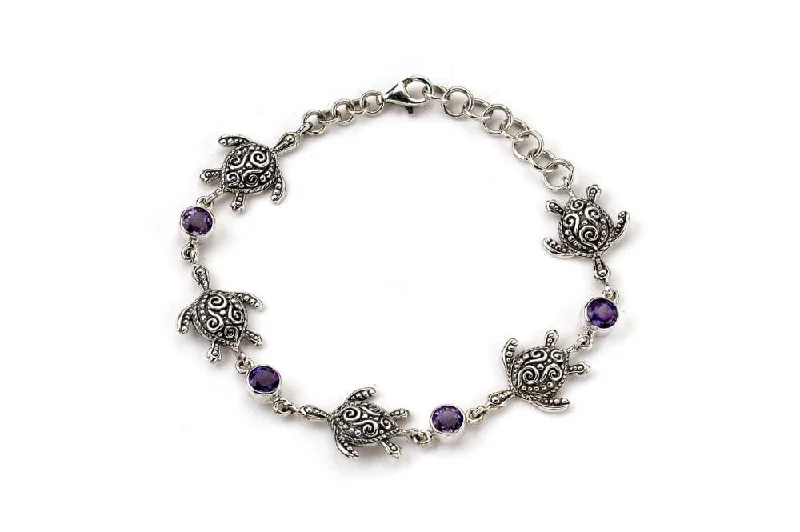 beaded bracelet for positive energy -Sea Turtle Strand Bracelet- Amethyst