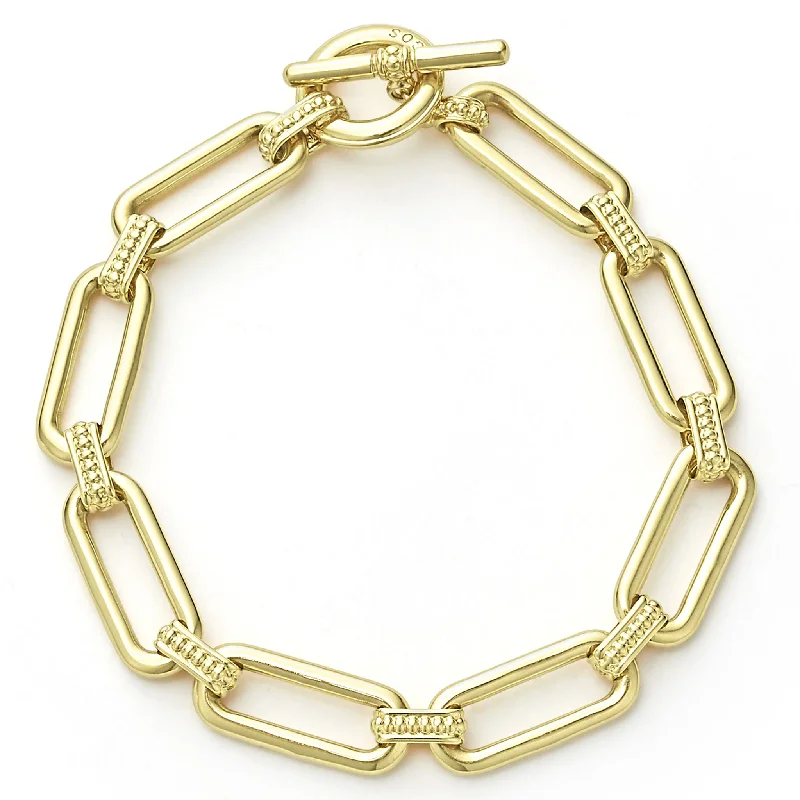 bohemian bracelet for free-spirited style -Signature Caviar 18K Gold Link Bracelet