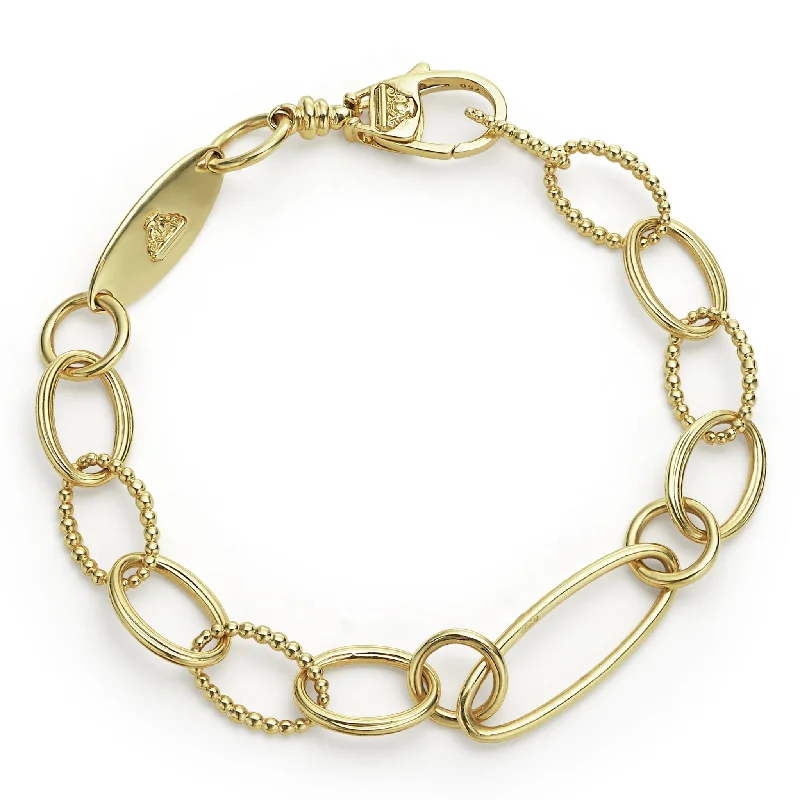 bracelet with meaningful charm for good luck -Signature Caviar 18K Gold Oval Link Bracelet