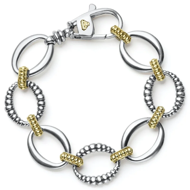 bracelet with meaningful charm for best friend -Signature Caviar Two-Tone Link Bracelet