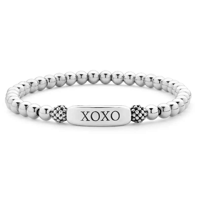 silver chain bracelet with charm for unique look -Signature Caviar XOXO Stretch Bead Bracelet