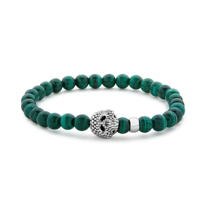 pearl bracelet for sophisticated wear -Anthem Malachite Skull Bracelet