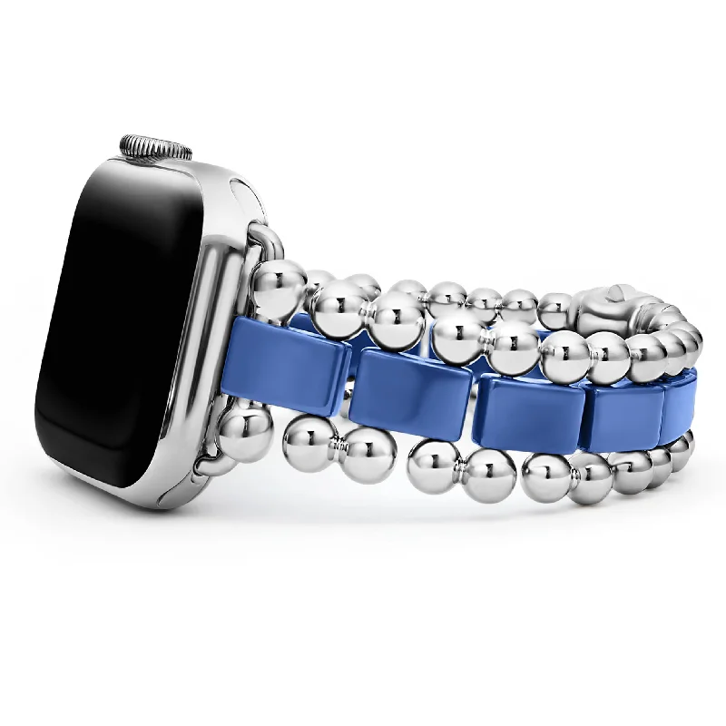 handmade bracelet with wire-wrapped stones -Smart Caviar Ultramarine Ceramic and Stainless Steel Watch Bracelet-38-45mm