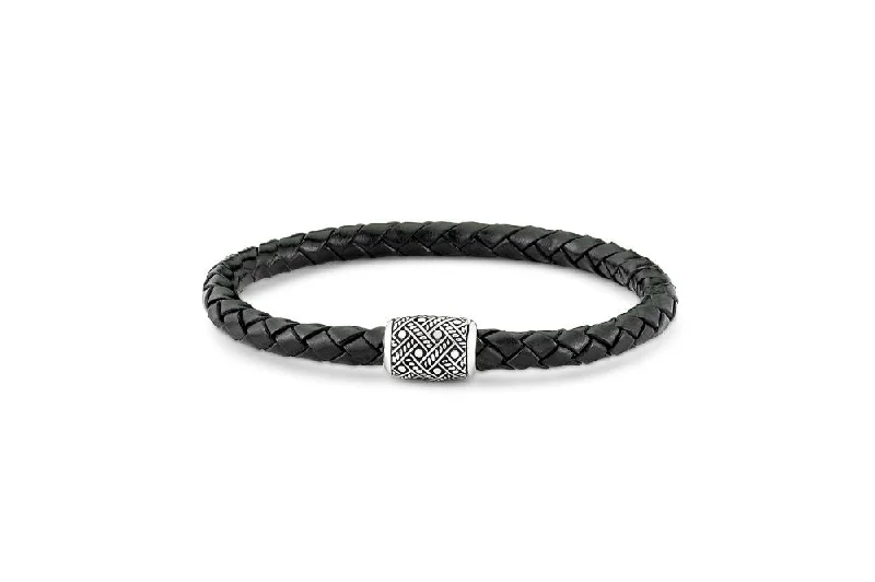 bracelet for couple with matching charms -Tara Bracelet- Black Leather