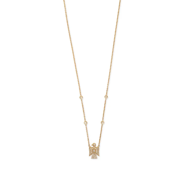 unique gold charm necklace -Pave Diamond Thunderbird Necklace