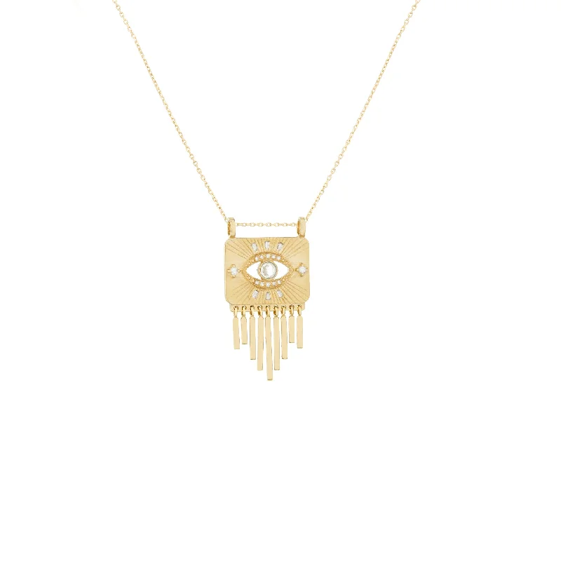 elegant pendant necklace for women -Diamond Eye Plate Necklace