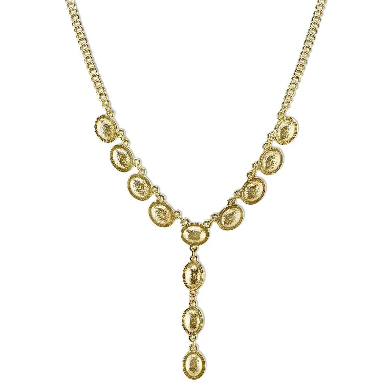 layered gold necklace with pendant -2028 Jewelry Genevieve Gold Oval Link Y-Necklace 16" + 3" Extender