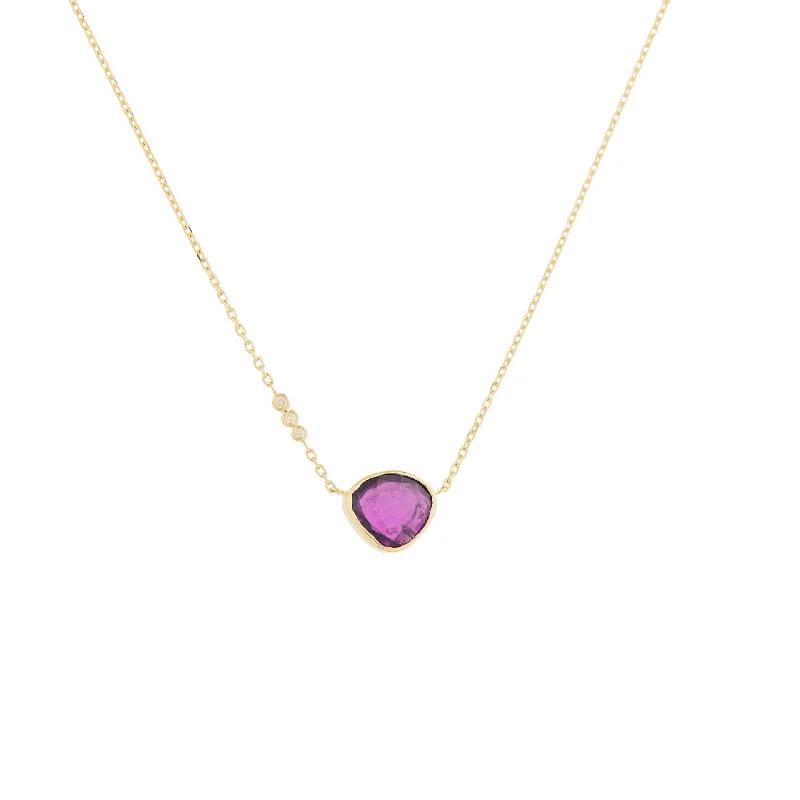 simple gold charm necklace -Bezel Set Pink Tourmaline Necklace