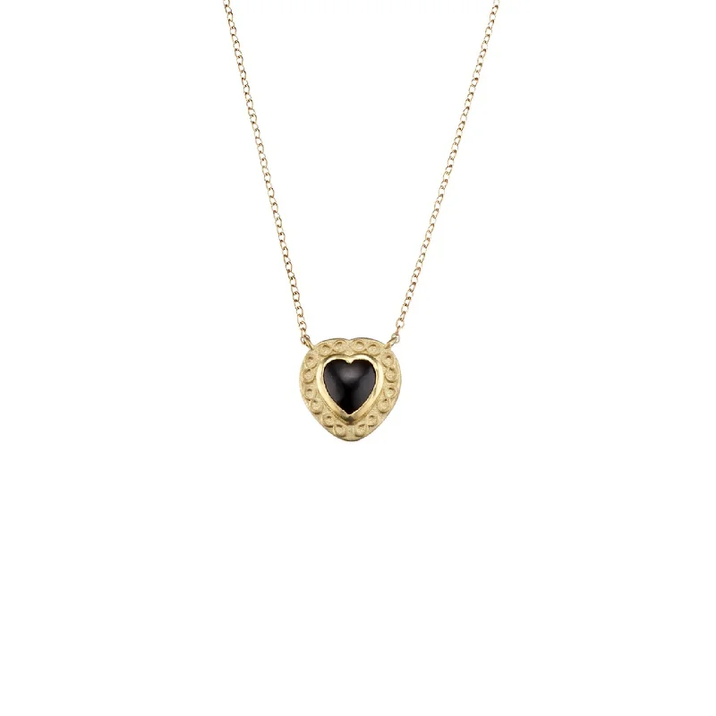 floral pendant for necklace -Black Onyx Inifity Heart Necklace