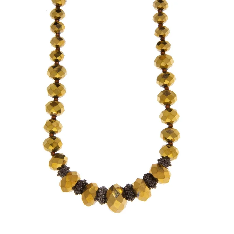 floral gemstone necklace -1928 Jewelry Graduated Gold Bead Strandage Necklace 16" + 3" Extender