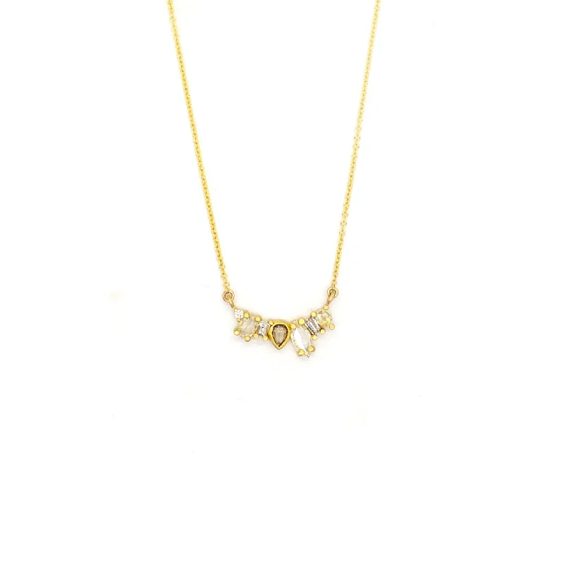 gold heart charm necklace -Bouquet Cluster Necklace