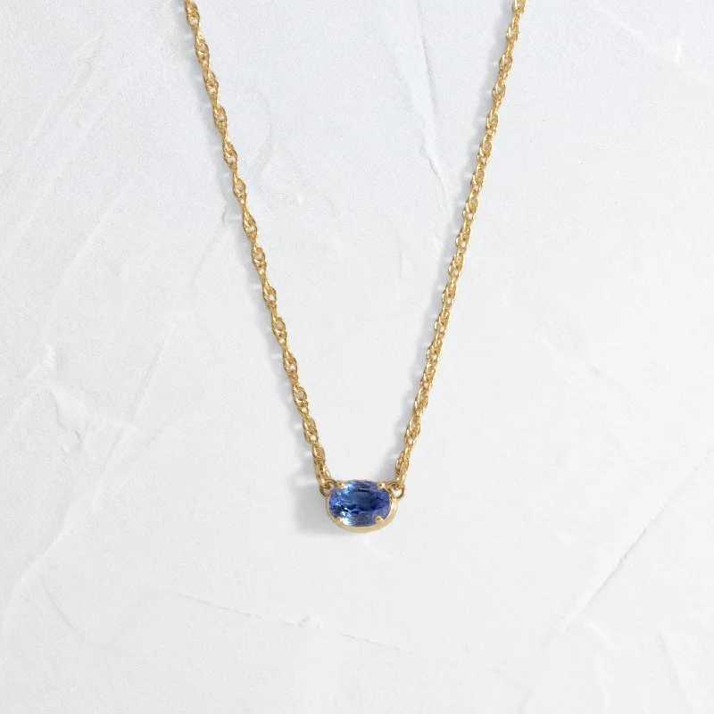 romantic gemstone necklace -Centering Necklace, Blue Sapphire - In Stock