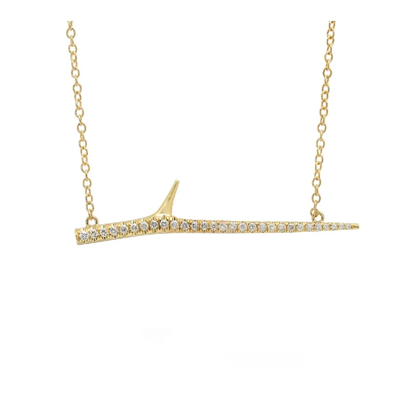 stunning gold choker necklace -Horizontal Diamond Thorn Necklace