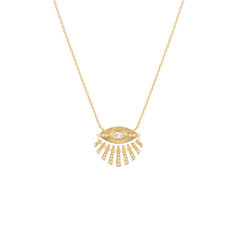 chic gold pendant necklace -Sun Eye Diamond Necklace