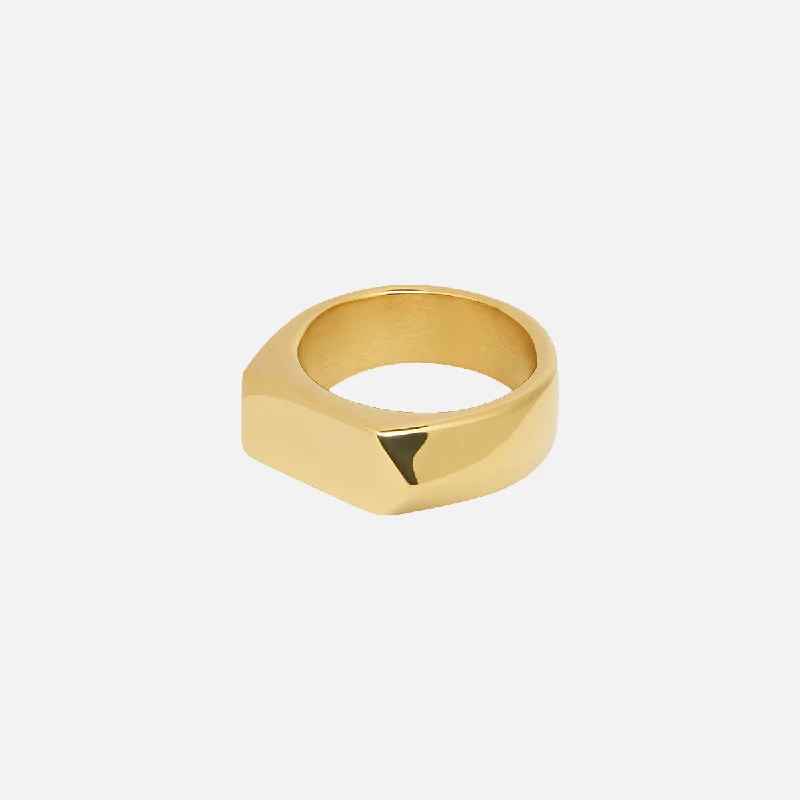 custom engraved gold necklace -"LOGÉMENT" RING - GOLD