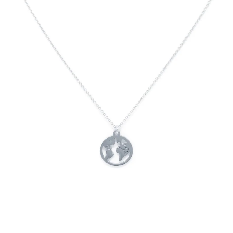 statement pendant necklace for women -Love You More World Necklace in Silver