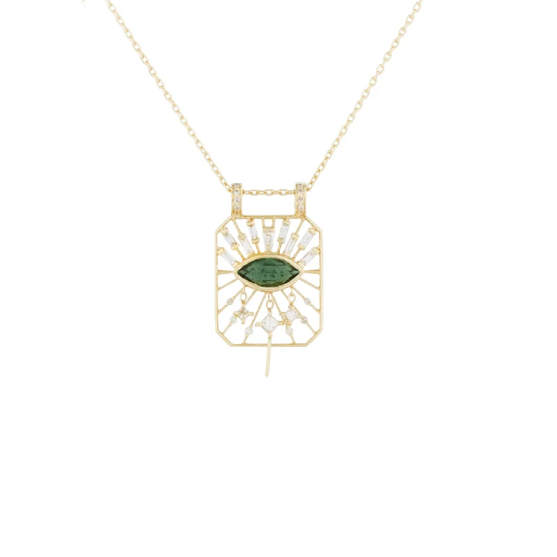 infinity pendant with diamonds -Open Eye Green Tourmaline Necklace