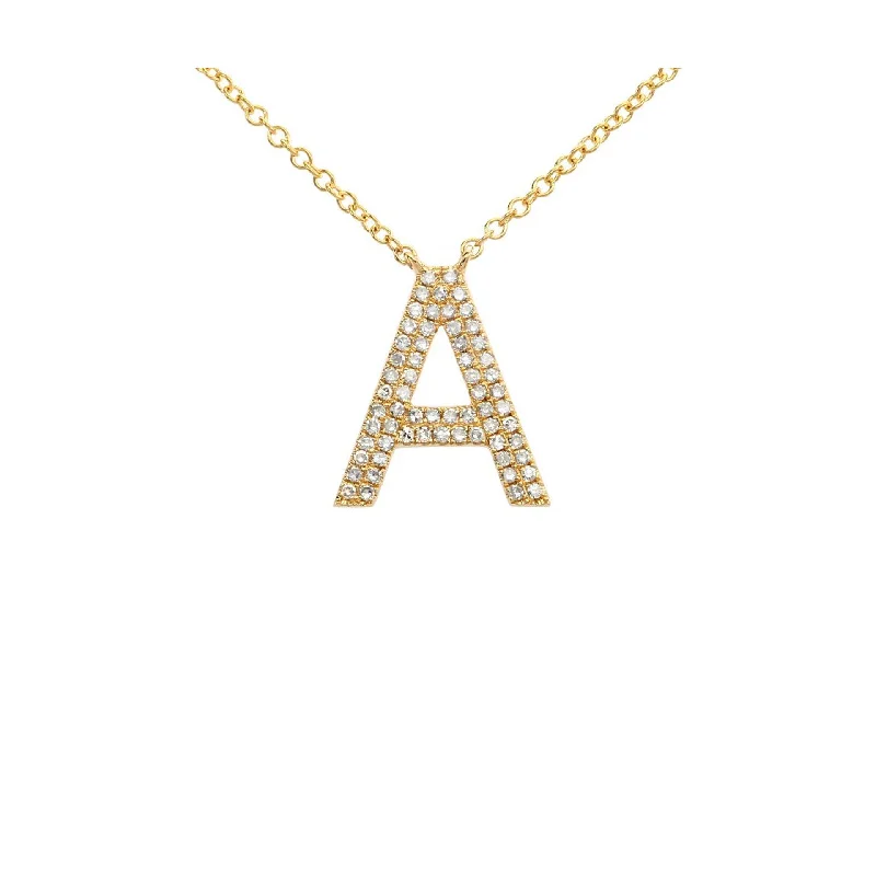 modern personalized pendant -Pave Initial 'A' Necklace