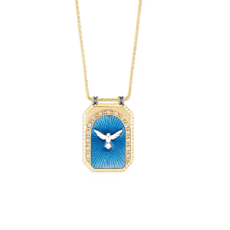 dainty silver pendant necklace -Peace Enamel Scapular Necklace