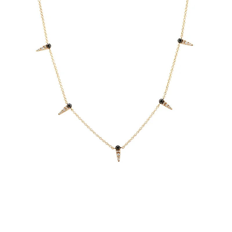 stylish chain with pendant -Spike Black Diamond Necklace