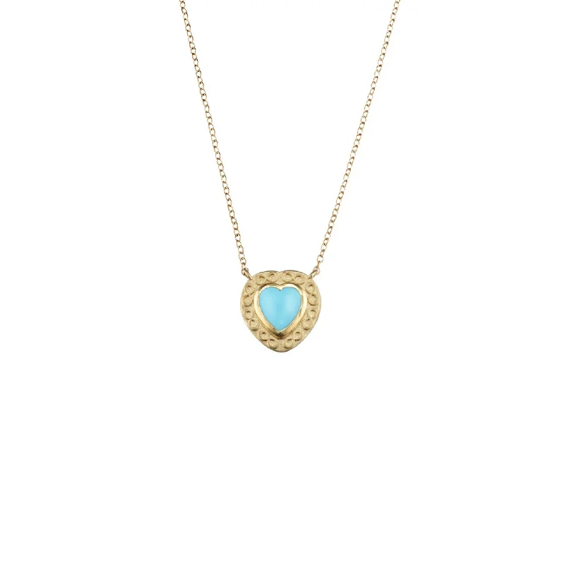 custom gemstone pendant for women -Infinity Turquoise Heart Necklace