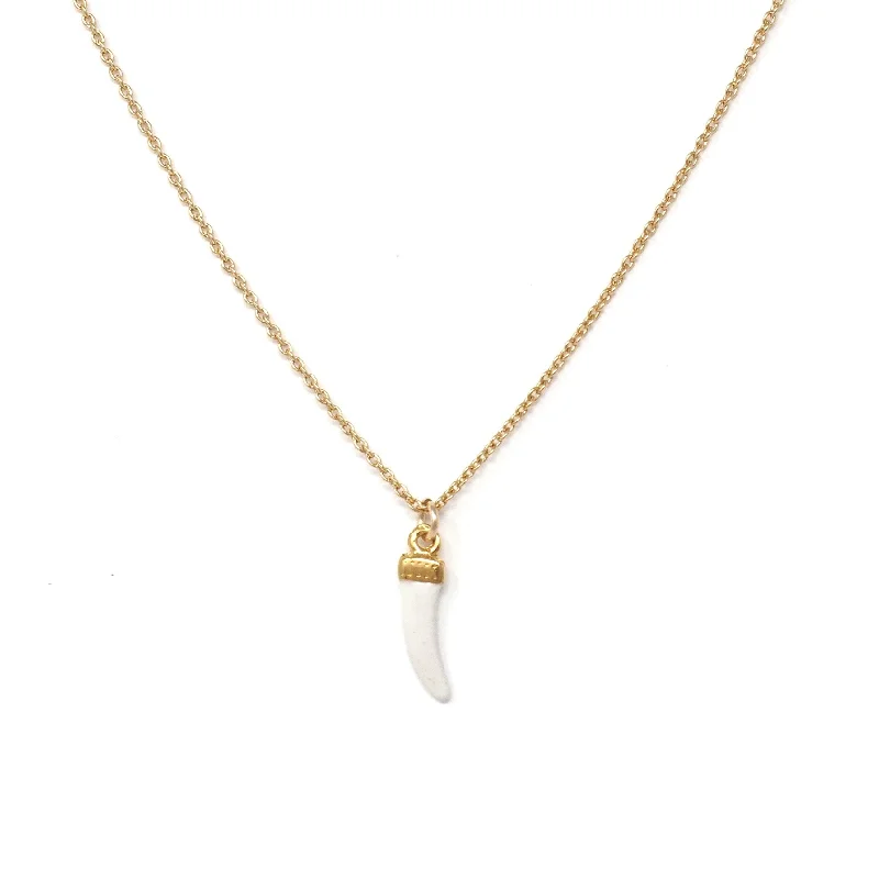 customizable pendant necklace -White Horn Necklace