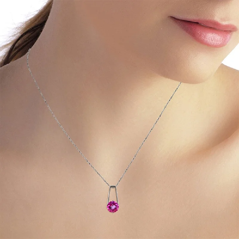 sterling silver charm necklace -1.45 Carat 14K White Gold If Not A Heart Pink Topaz Necklace