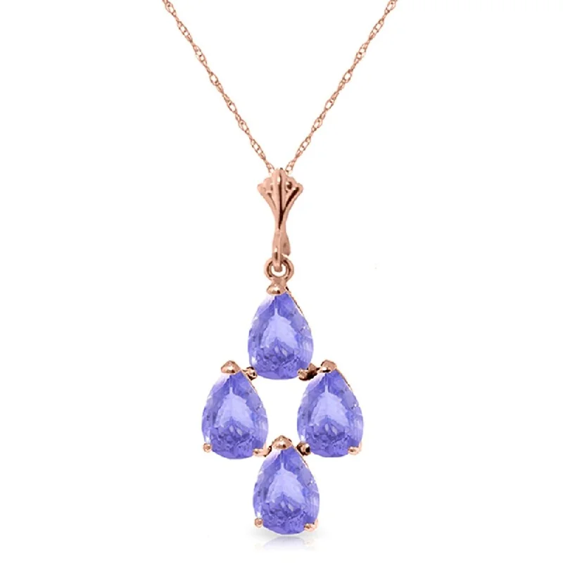 engraved gold pendant necklace -1.5 Carat 14K Rose Gold Pyramid Tanzanite Necklace