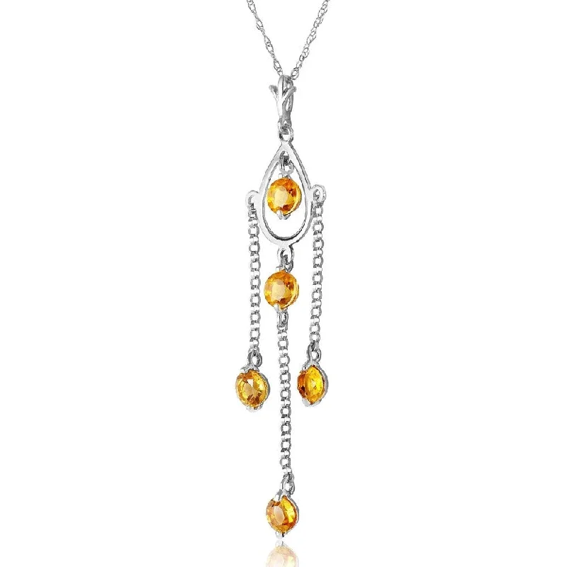 custom silver charm necklace -1.5 CTW 14K Solid White Gold Deeds Citrine Necklace